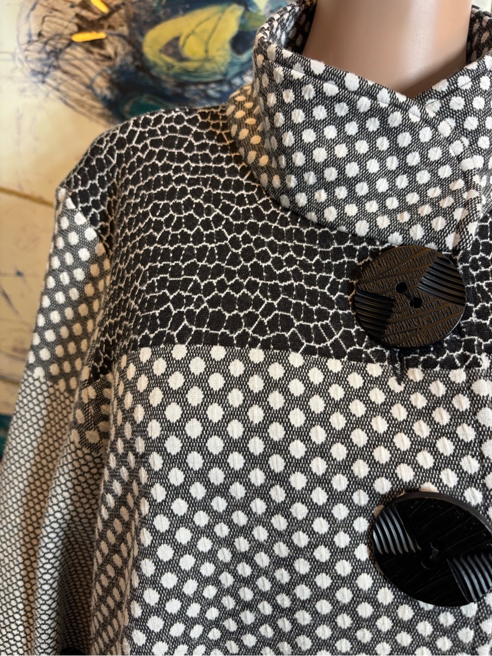 Joseph Ribkoff Black and White Patterned Jacket R1 - Picture 5 of 15